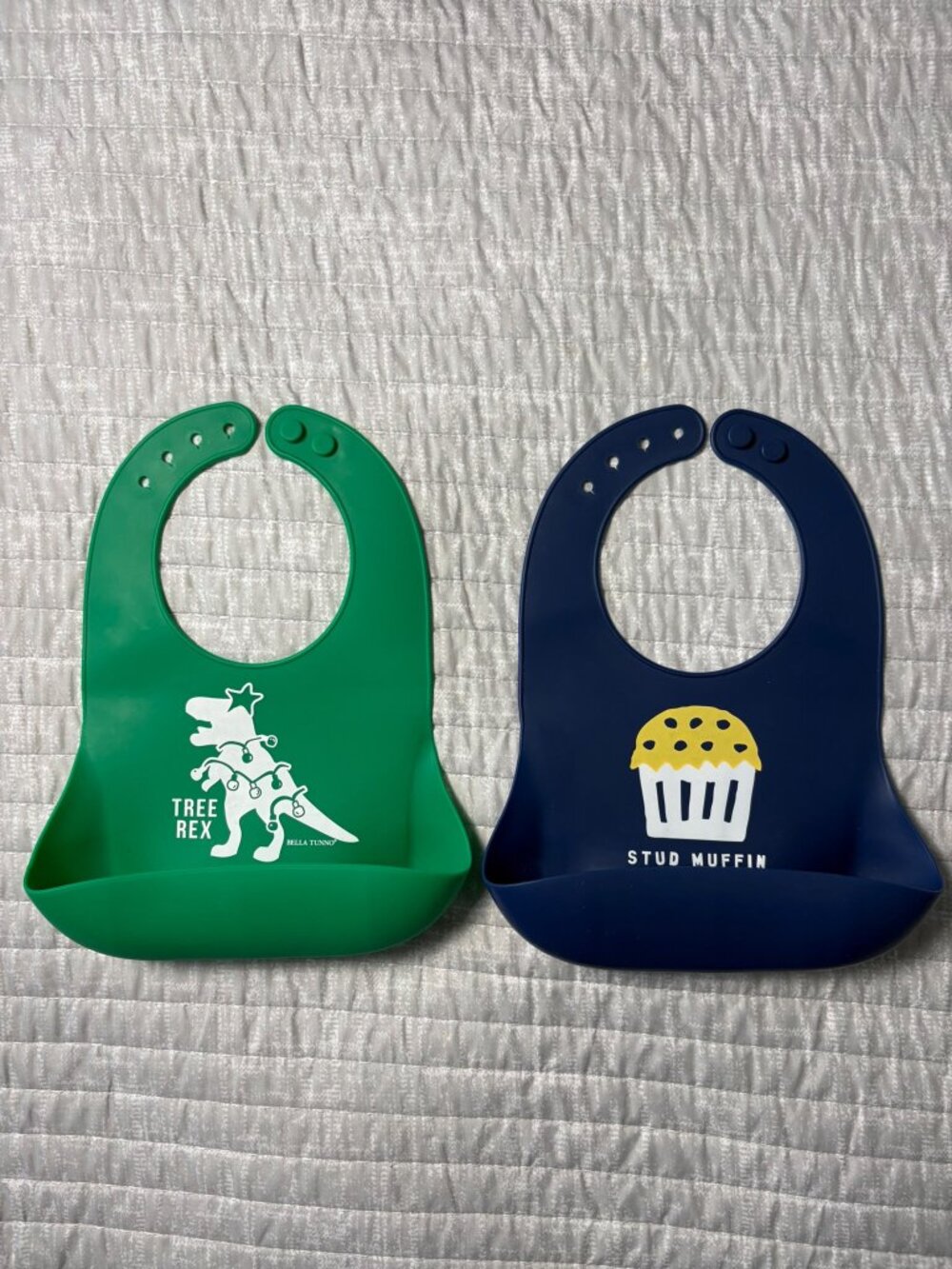 Bella Tunno Silicone Wonder Bib 2-Pack – Tree Rex & Stud Muffin